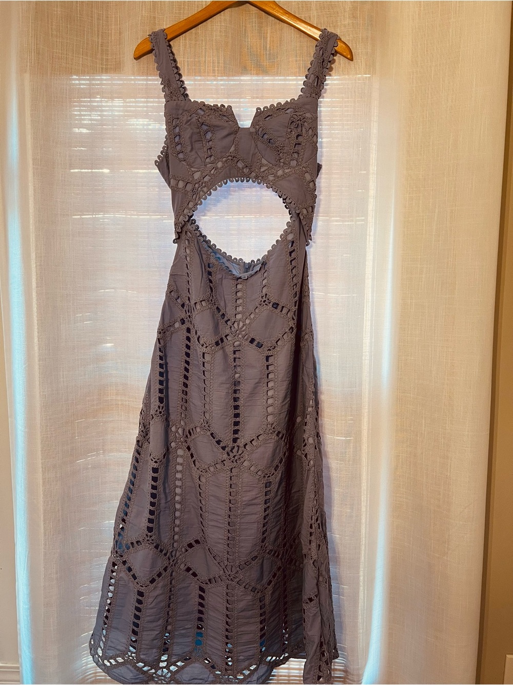 Commense eyelet embroidered cutout waist midi dress - Picture 4 of 7